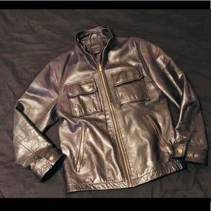 Express Men’s Black Leather Jacket. Size Med.